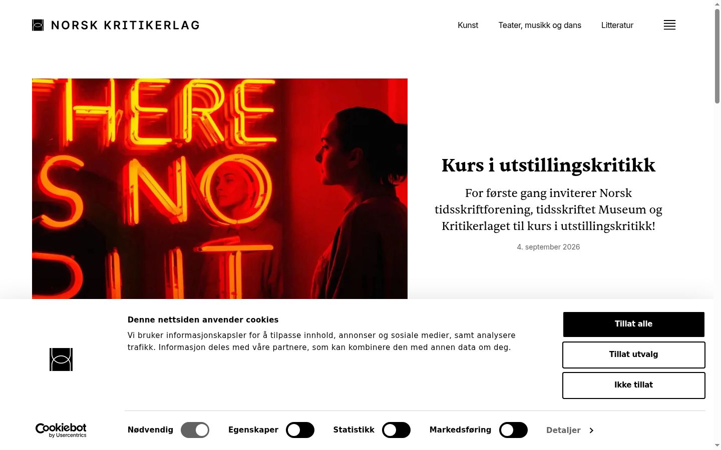 Skærmbillede af samtykkebanneret, som det blev vist før nogen interaktion