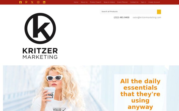 Skærmbillede af kritzermarketing.com