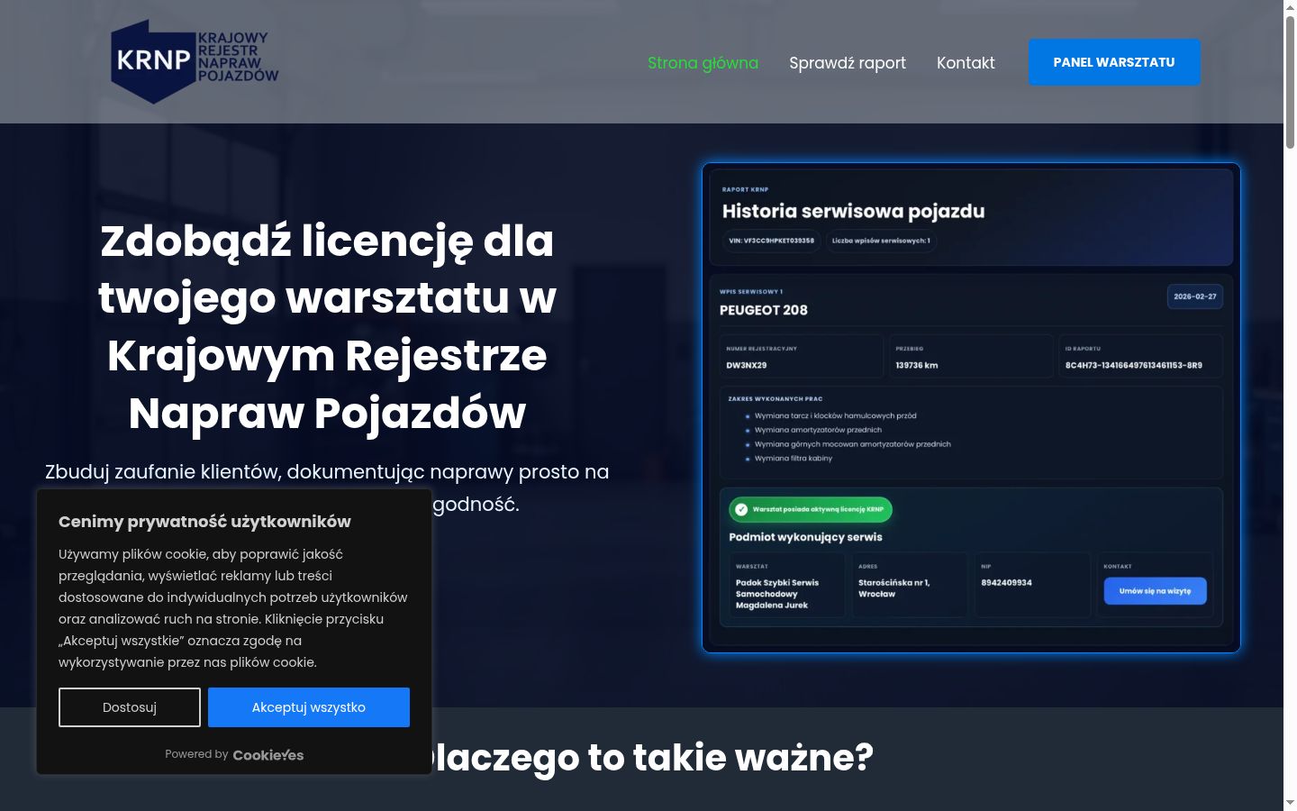 Képernyőkép a bármilyen interakció előtt megjelenő hozzájárulási bannerről