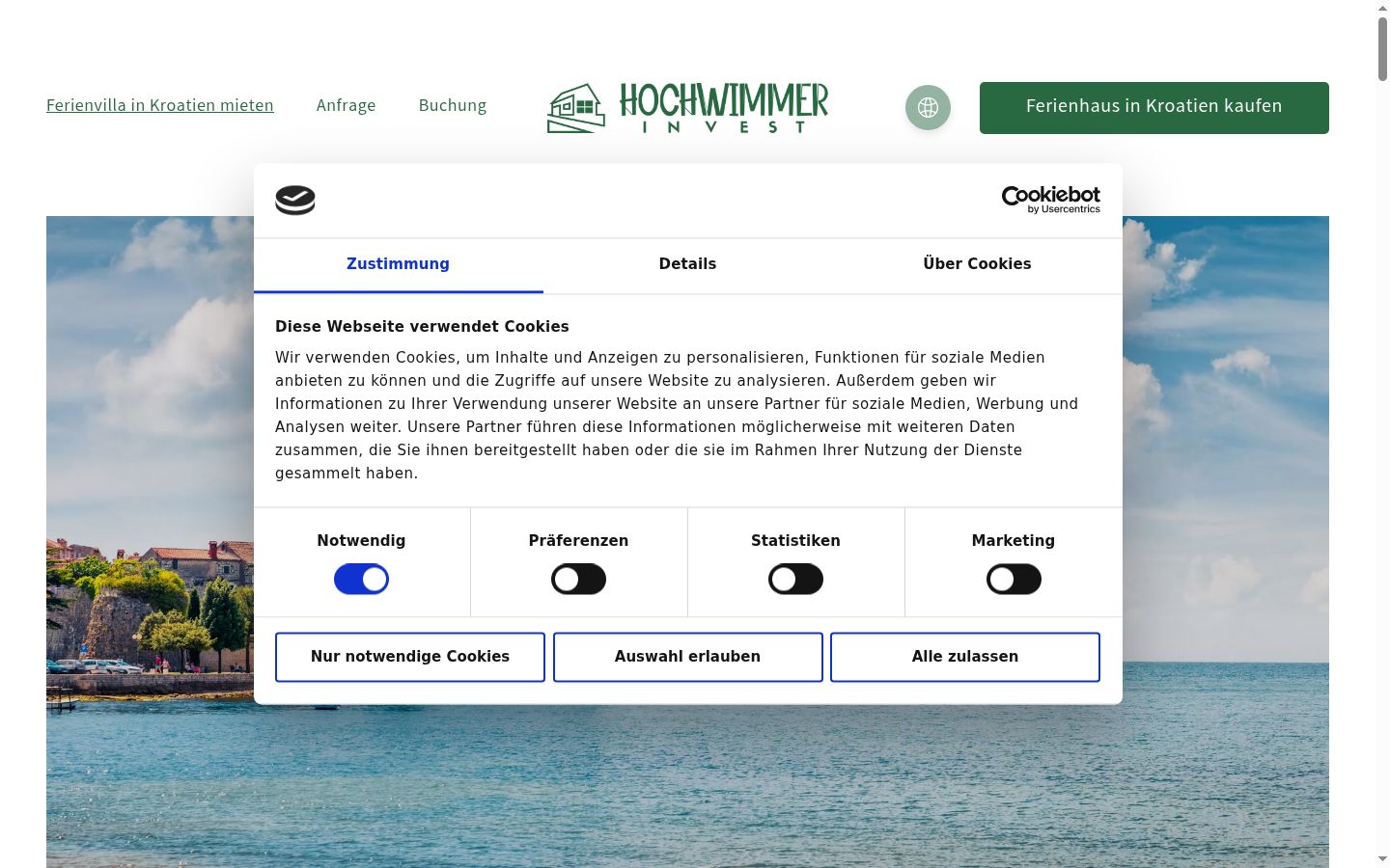 Snímek obrazovky baneru souhlasu zobrazeného před jakoukoli interakcí