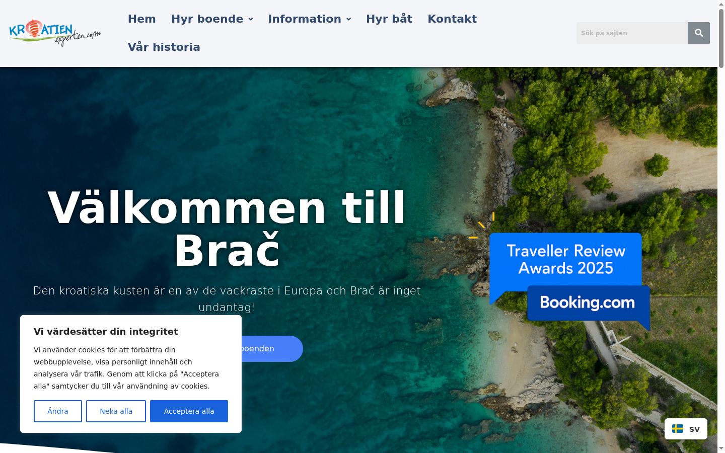 Skærmbillede af samtykkebanneret, som det blev vist før nogen interaktion