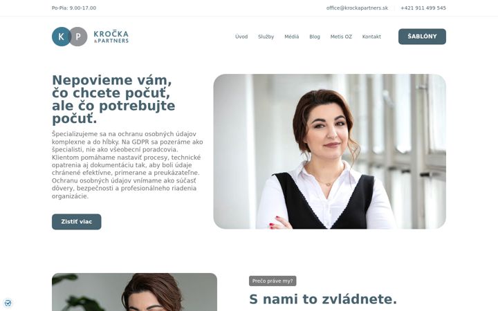 Snímek obrazovky krockapartners.sk
