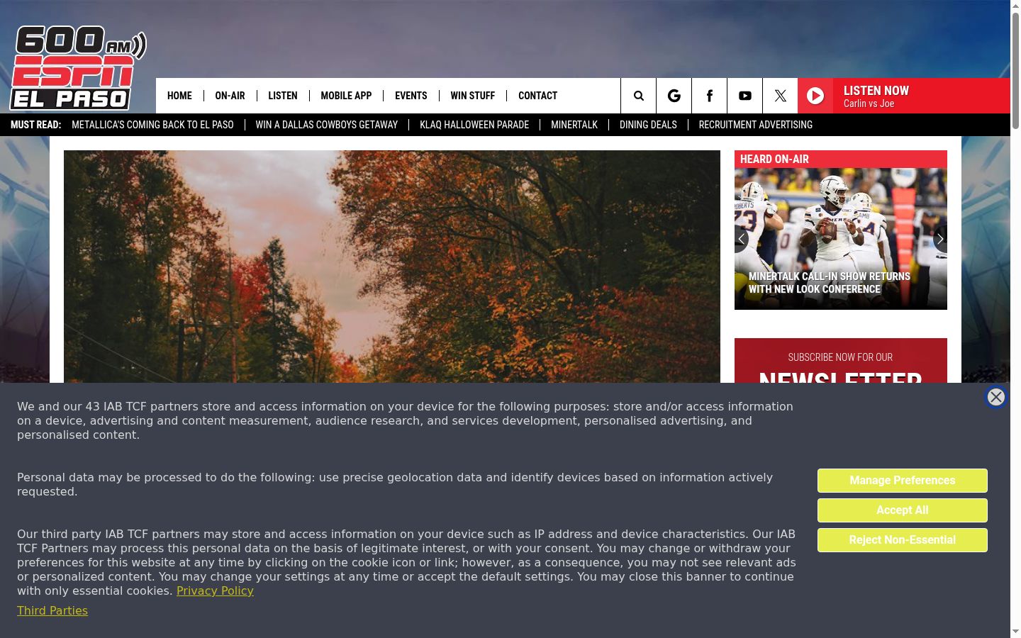 Screenshot des Einwilligungsbanners vor jeglicher Interaktion