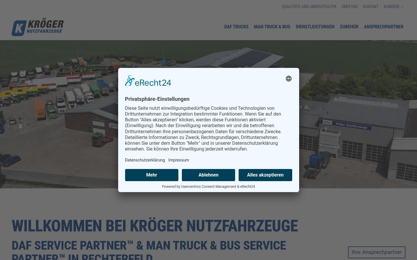 Screenshot van de toestemmingsbanner zoals getoond vóór enige interactie
