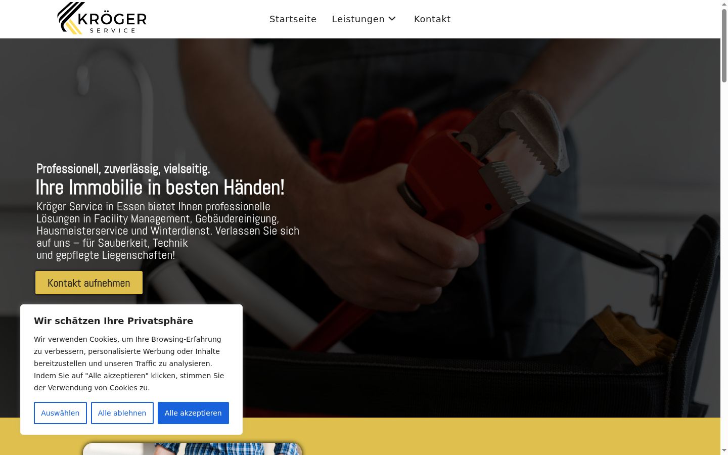 Képernyőkép a bármilyen interakció előtt megjelenő hozzájárulási bannerről