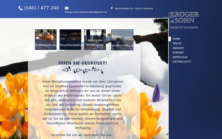 Screenshot of kroeger-sohn-bestattungen.de
