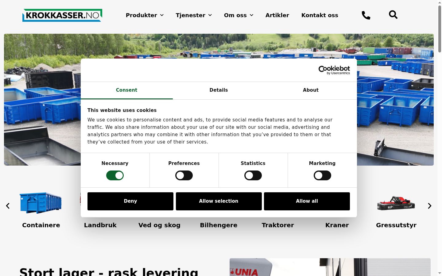 Ekrānuzņēmums ar piekrišanas baneri, kas tika rādīts pirms jebkādas mijiedarbības