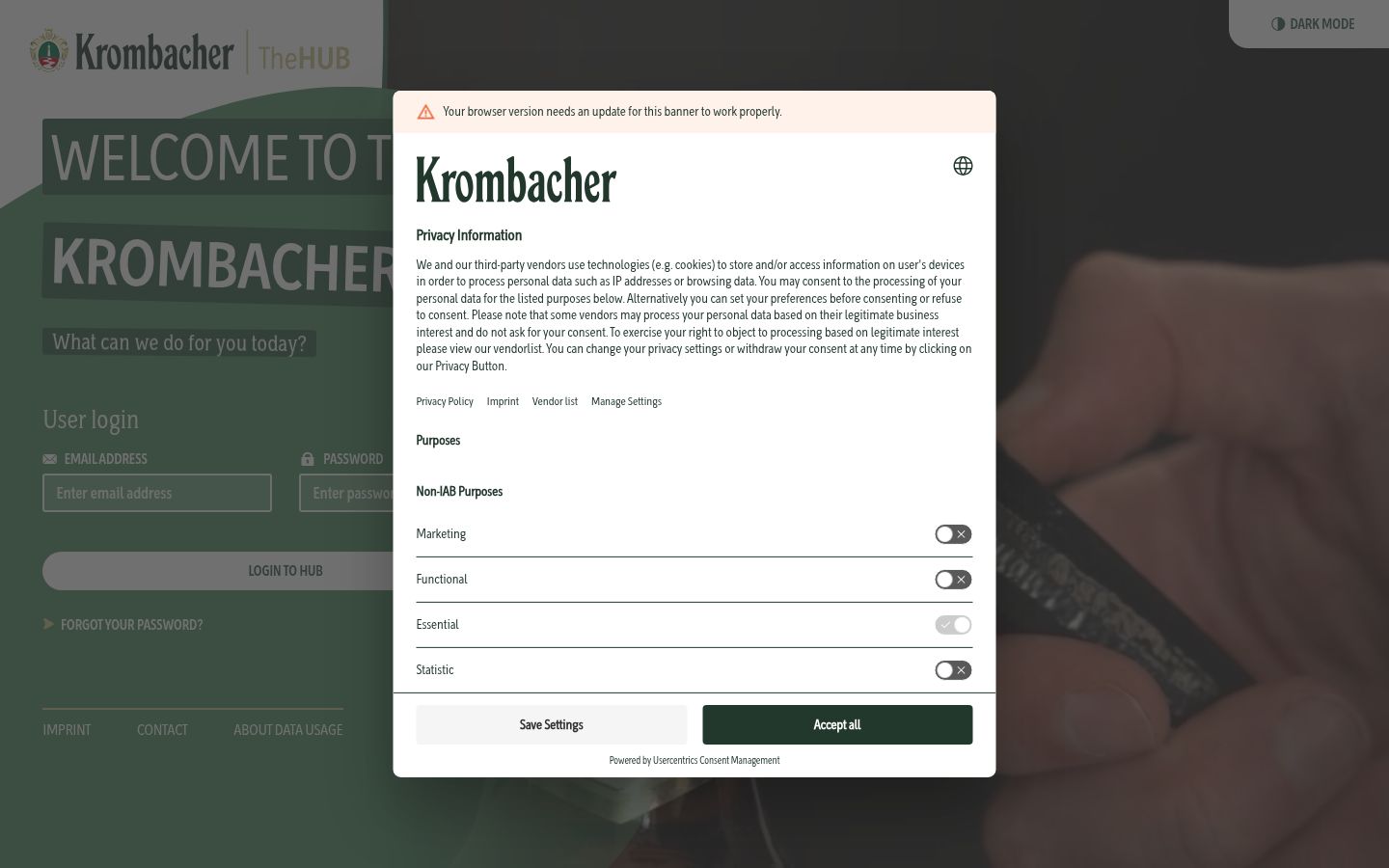 Screenshot tal-banner tal-kunsens muri qabel kwalunkwe interazzjoni