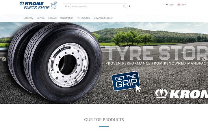 Kuvakaappaus sivustosta krone-trailerparts.com