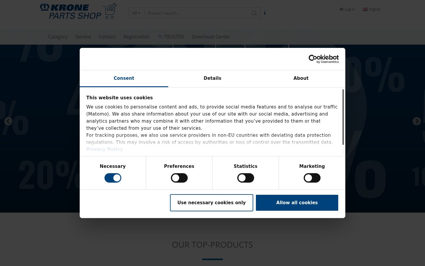 Screenshot of the consent banner shown before any interaction