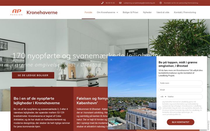 Kuvakaappaus sivustosta kronehaverne.dk