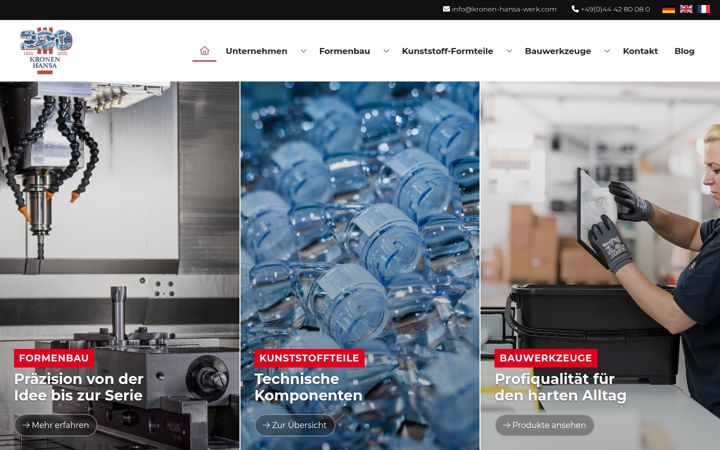 Kuvakaappaus sivustosta kronen-hansa-werk.com