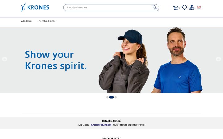 Kuvakaappaus sivustosta krones-merchandising.com