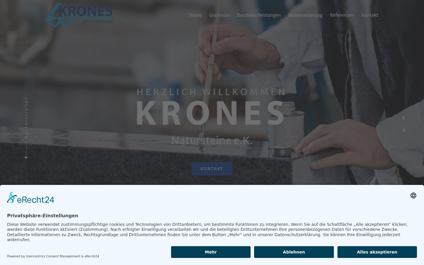 Screenshot of the consent banner shown before any interaction