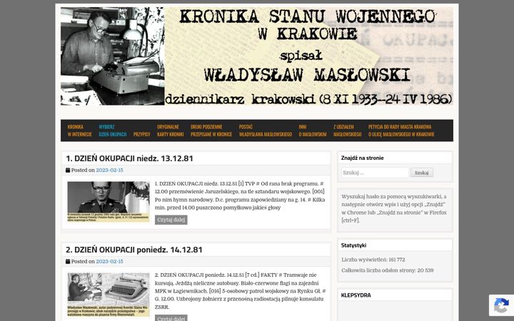 Screenshot of kronikastanuwojennego.pl
