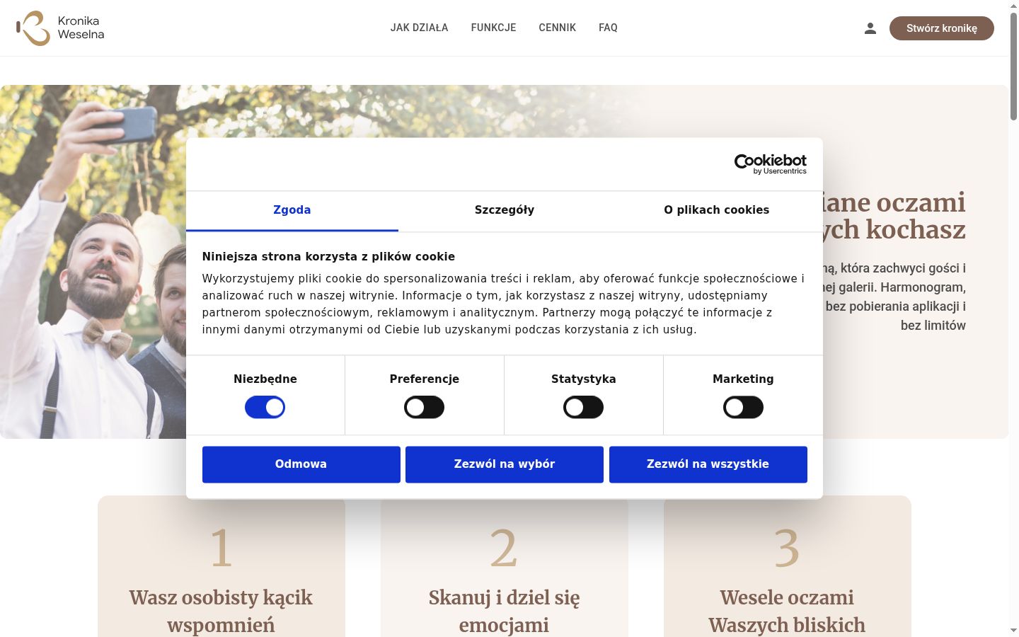 Snímek obrazovky baneru souhlasu zobrazeného před jakoukoli interakcí