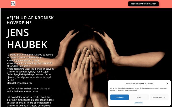 Screenshot of kroniskhovedpine.dk