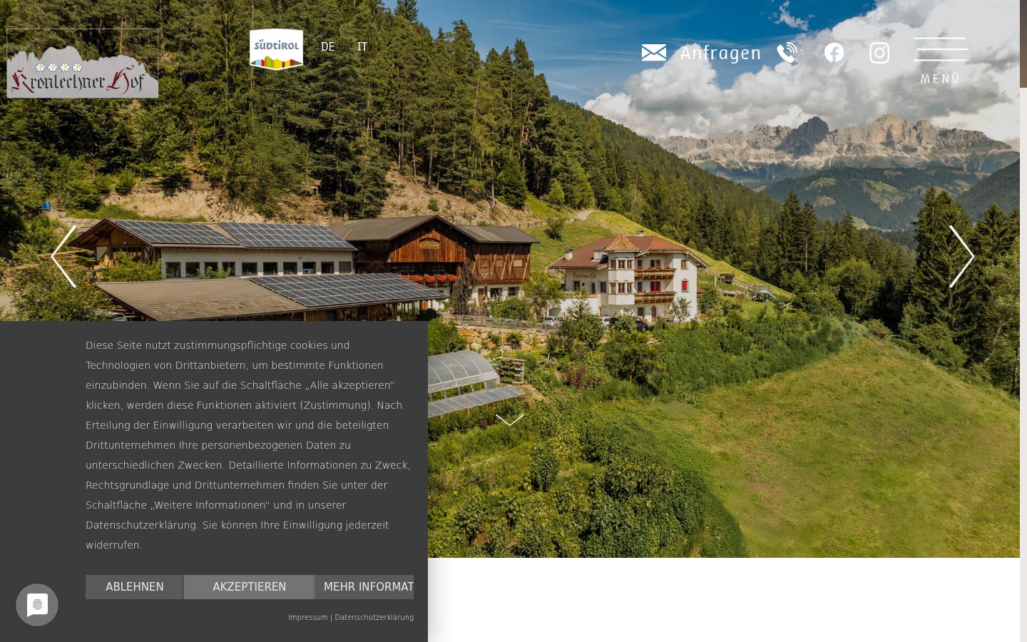 Screenshot of the consent banner shown before any interaction