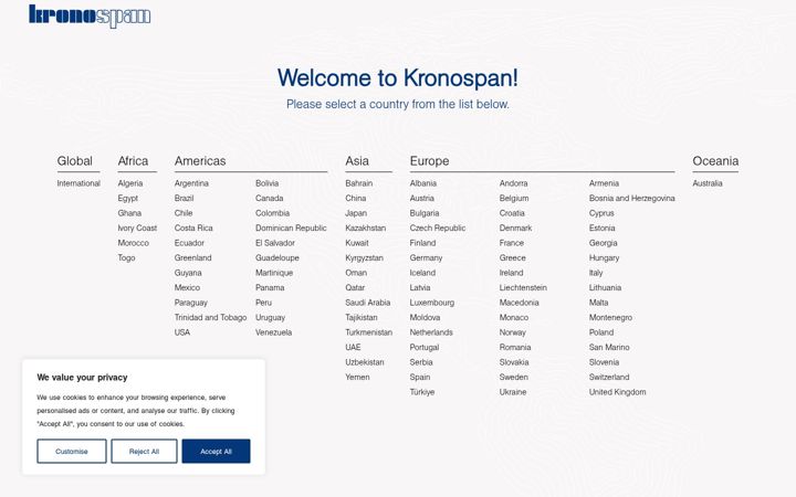 Screenshot of kronospan.com
