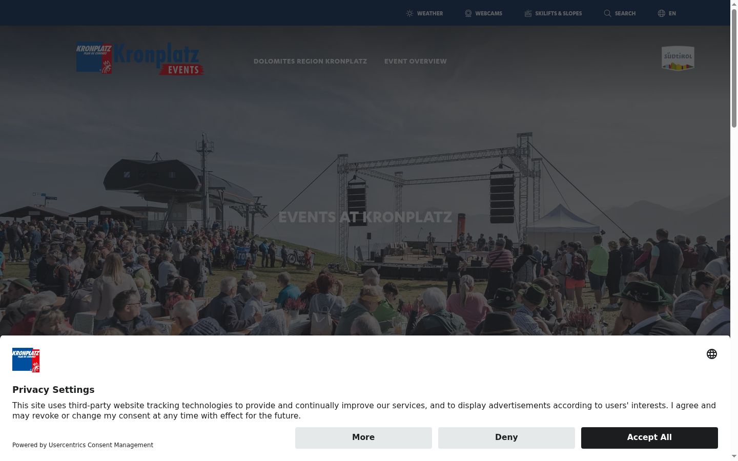 Screenshot del banner di consenso mostrato prima di qualsiasi interazione