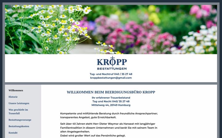 Screenshot of kropp-bestattungen.de