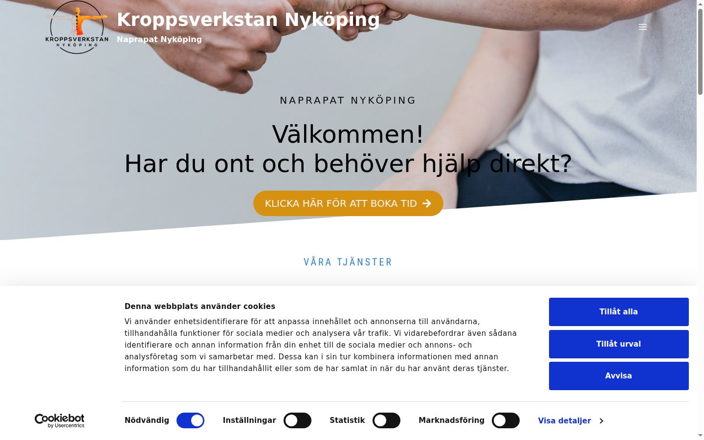 Skærmbillede af samtykkebanneret, som det blev vist før nogen interaktion