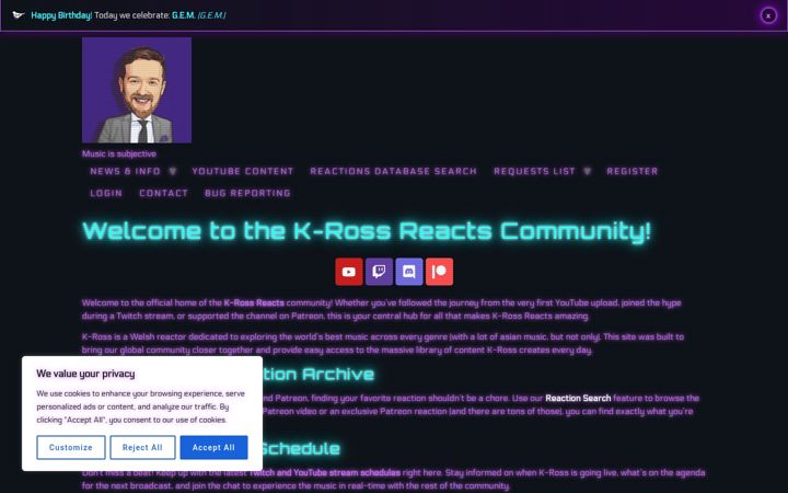 Snimka zaslona za krossreacts.com