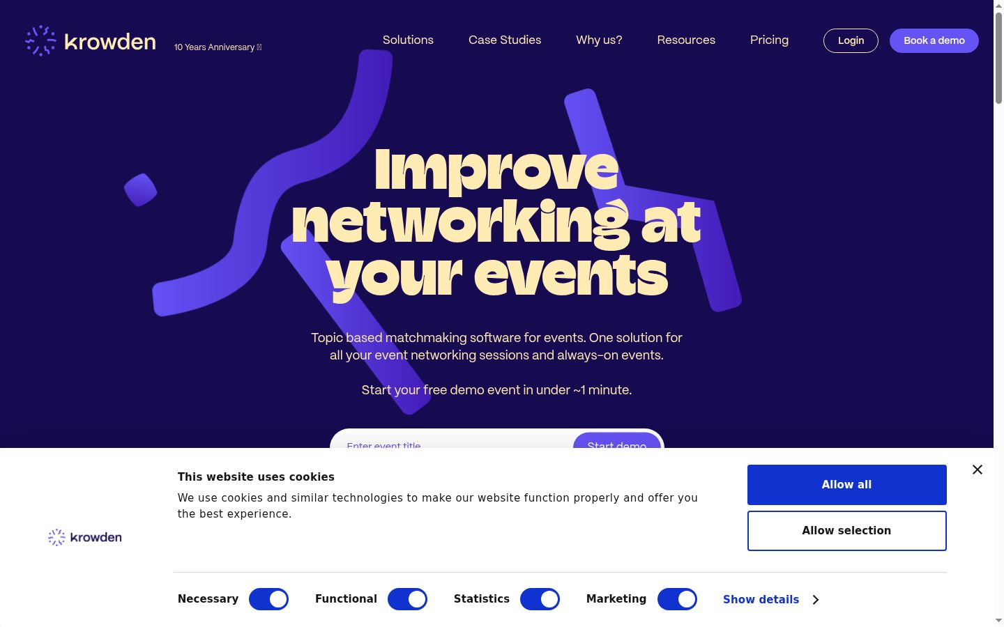 Screenshot of the consent banner shown before any interaction