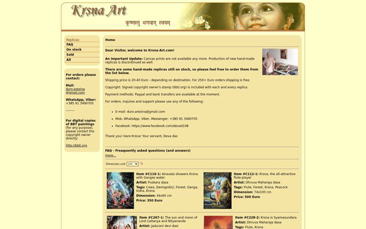 Screenshot of krsna-art.com