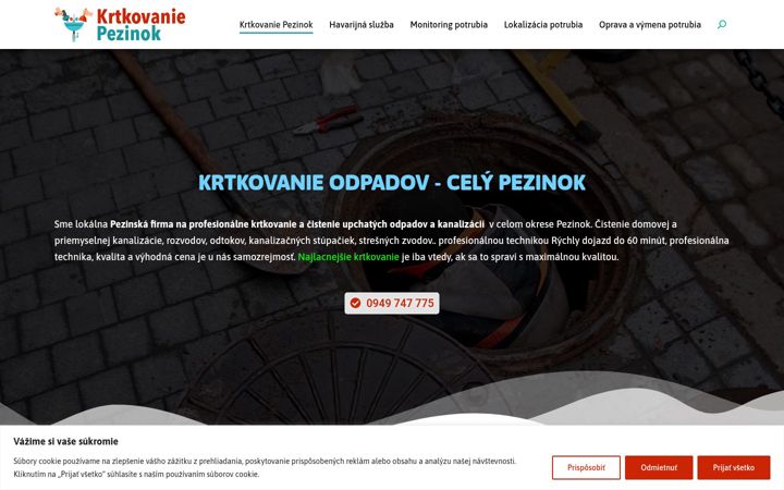 Screenshot of krtkovaniepezinok.sk