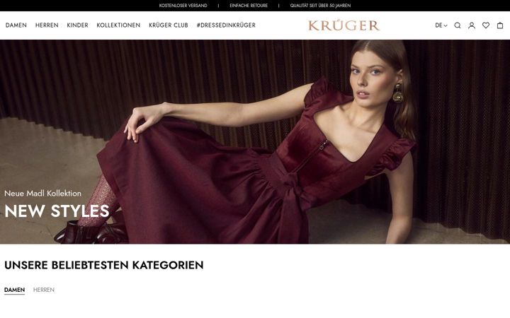 Screenshot of krueger-dirndl.de