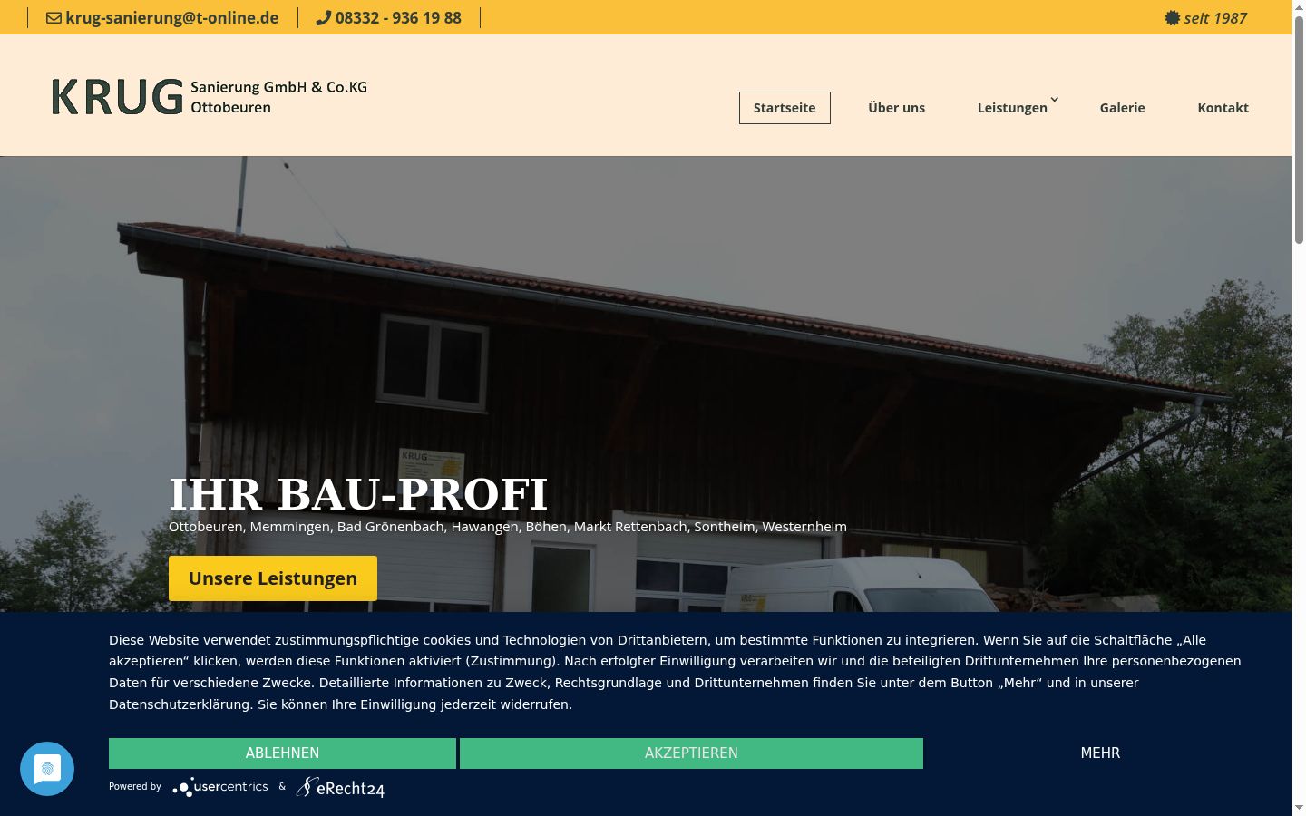 Screenshot del banner di consenso mostrato prima di qualsiasi interazione