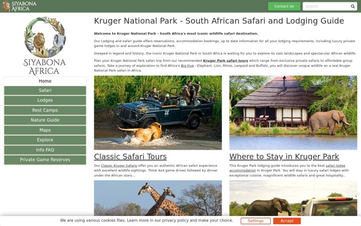 Screenshot of krugerpark.co.za