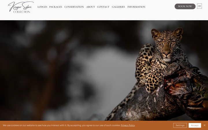 Captură de ecran a krugersafaricollection.com