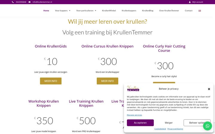 Screenshot of krullentemmer.nl
