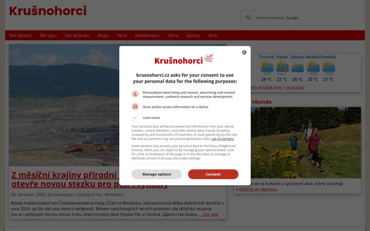 Snímek obrazovky krusnohorci.cz