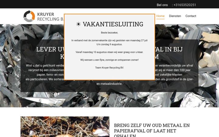 Screenshot του kruyerrecycling.nl