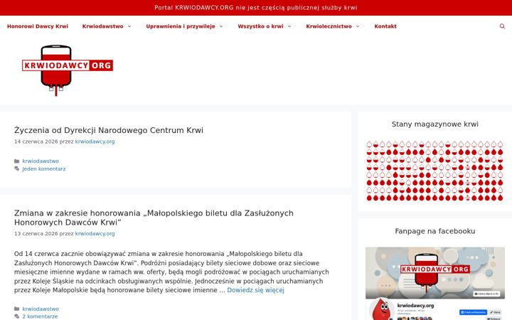 Screenshot of krwiodawcy.org