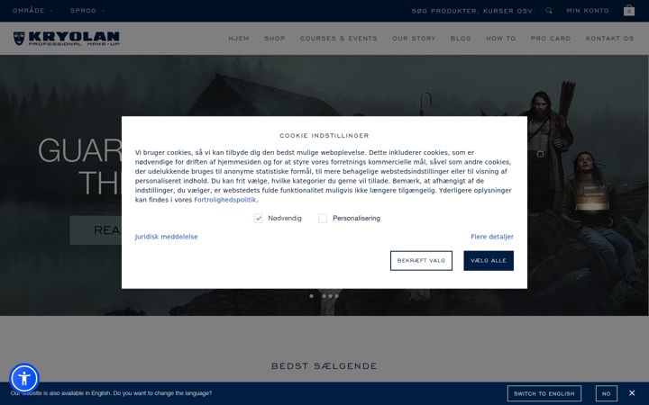 Screenshot of kryolan.com