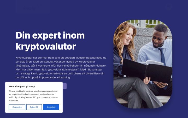 Screenshot of kryptoinvesteringer.se