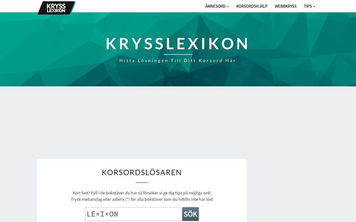 Screenshot of krysslexikon.se