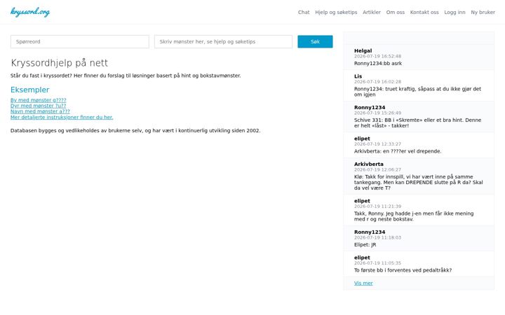Screenshot of kryssord.org
