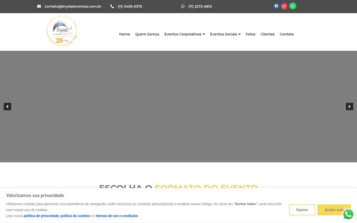 Screenshot of krystaleventos.com.br