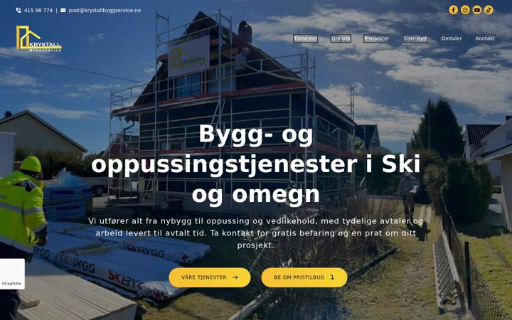 Screenshot of krystallbyggservice.no