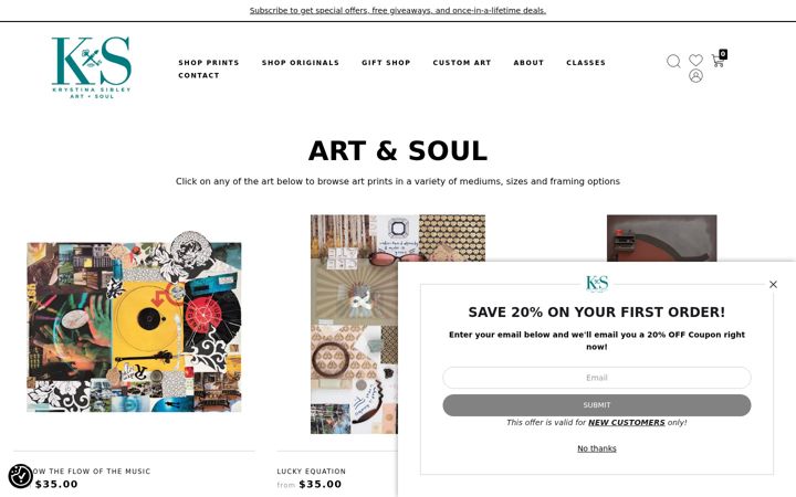 Screenshot of krystinasibleyart.com