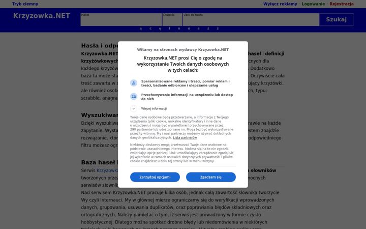 Screenshot of krzyzowka.net