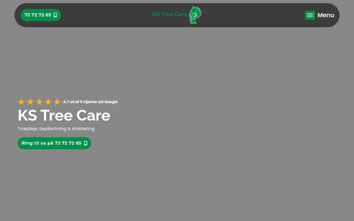 Screenshot stránky ks-treecare.dk