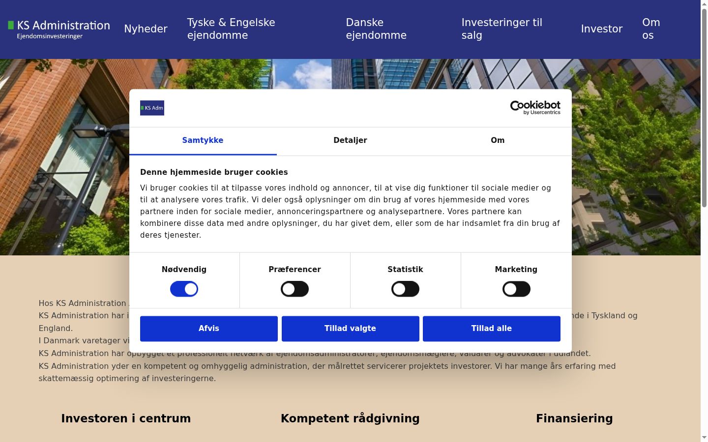 Captura de ecrã do banner de consentimento apresentado antes de qualquer interação