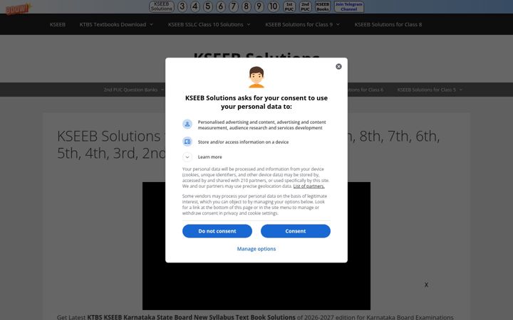 Screenshot di kseebsolutions.com