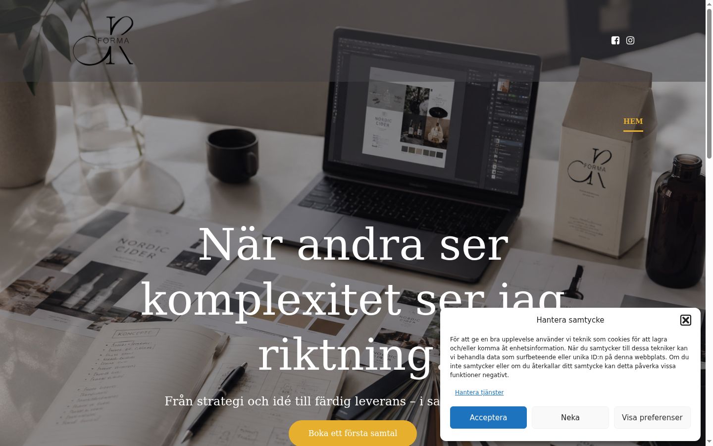 Skjermbilde av samtykkebanneret slik det vises før noen interaksjon